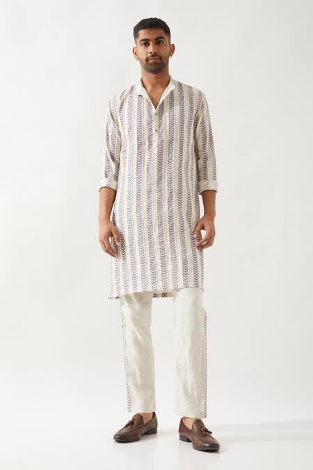 Buy Son Of A Noble Snob Ivory Linen Printed Slim Fit Kurta Buy_Son Of A Noble Snob_Ivory Linen Printed Slim Fit Kurta