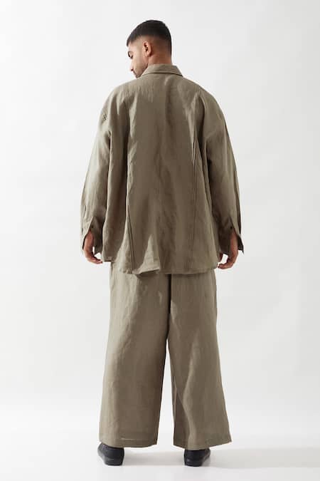 Son Of A Noble Snob Olive Anti Fit Hand Embroidered Shirt 