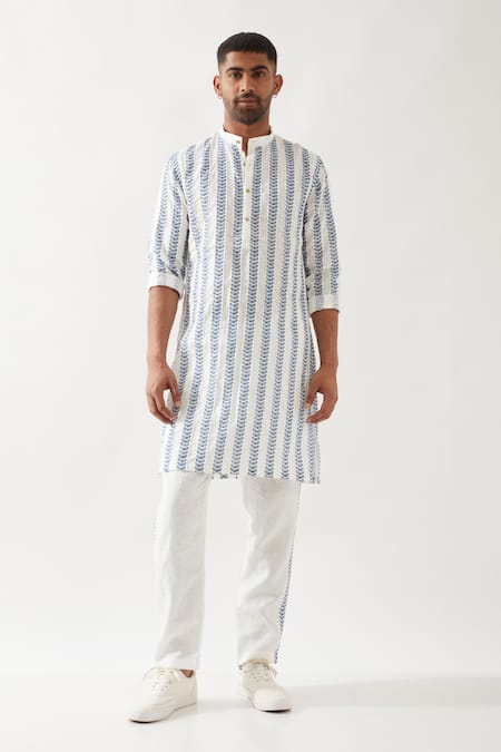 Son of A Noble Snob Blake Catkin Printed Slim Fit Kurta 