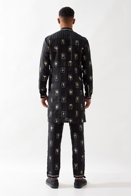 Son Of A Noble Snob Slate Stamp Printed Kurta 