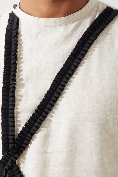 Shop Son Of A Noble Snob Ivory Linen Slim Fit Walter Kurta Shop_Son Of A Noble Snob_Ivory Linen Slim Fit Walter Kurta