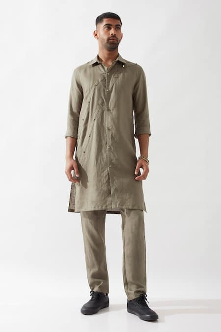 Son of A Noble Snob Olive Slim Fit Harison Kurta 