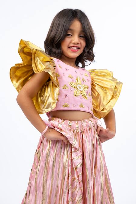 Buy_JILMIL DREAMWEAR_Pink Embroidery Light Designer Girls Lehenga Set 