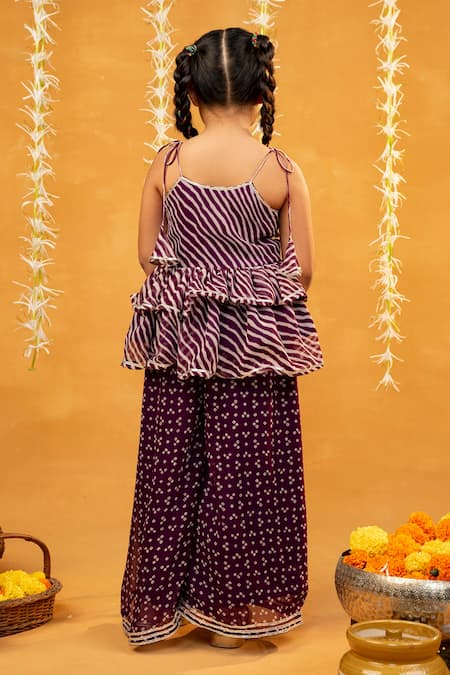 Shop JILMIL DREAMWEAR Purple Georgette Embroidery Striped Kurta Set at Aza Fashions Shop_JILMIL DREAMWEAR_Purple Georgette Embroidery Striped Kurta Set _at_Aza_Fashions