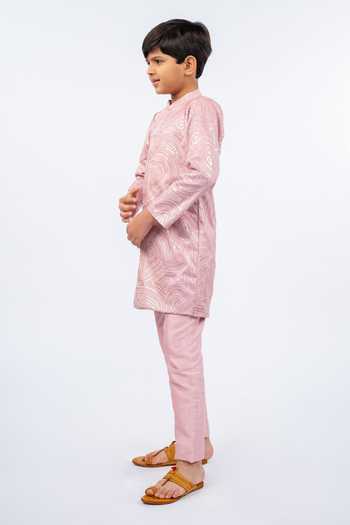 JILMIL DREAMWEAR_Pink Petal Kurta Set _Online_at_Aza_Fashions