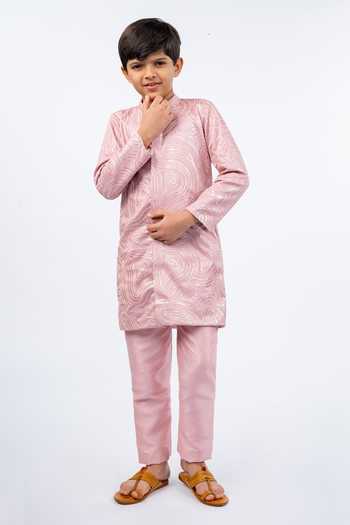 JILMIL DREAMWEAR_Pink Petal Kurta Set _at_Aza_Fashions
