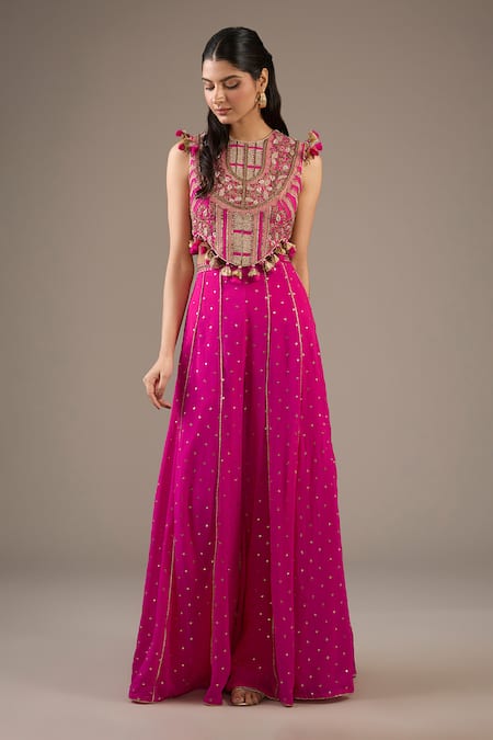 Payal Singhal Embroidered Hot Pink Sharara Set 