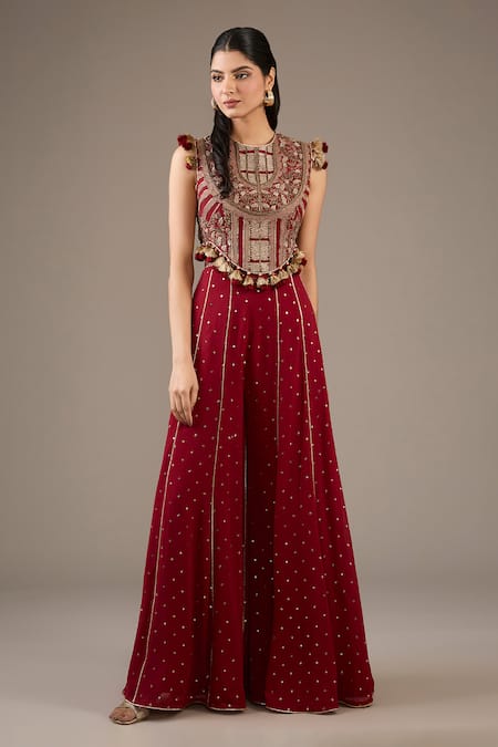 Payal Singhal Maroon Georgette Designer Kurta Set 
