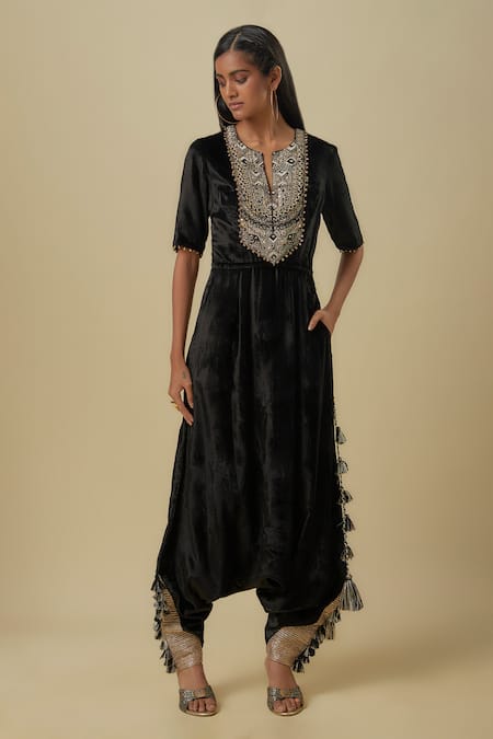 Payal Singhal Embroidered Velvet Jumpsuit 