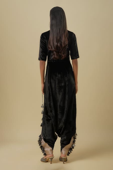 Payal Singhal Embroidered Velvet Jumpsuit 