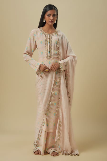 Payal Singhal Stone Pink Floral Print Kurta Set 