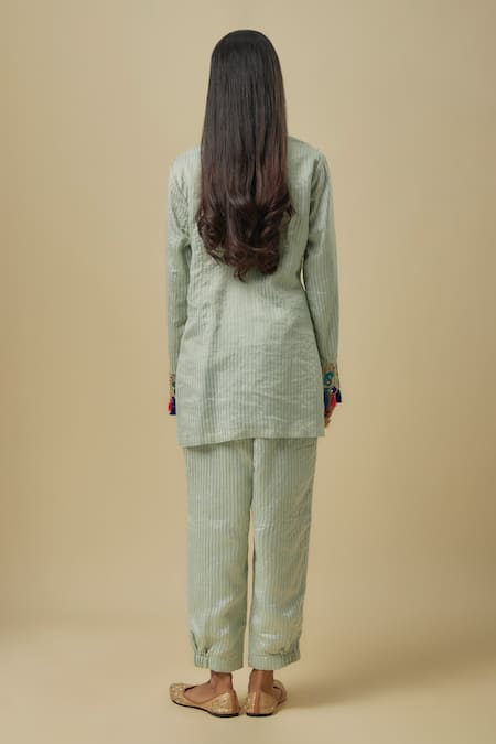 Payal Singhal Pale Blue Chanderi Kurta Set 