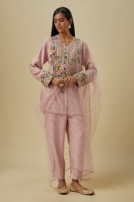 Payal Singhal Embroidered Onion Pink Kurta Set 