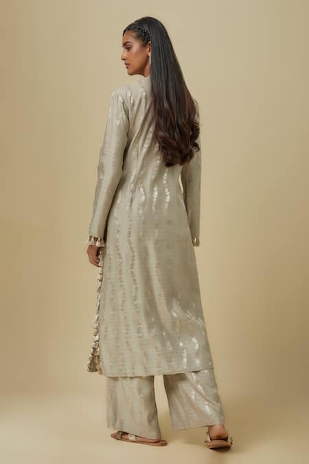 Payal Singhal Grey Brocade Silk Kurta Set 