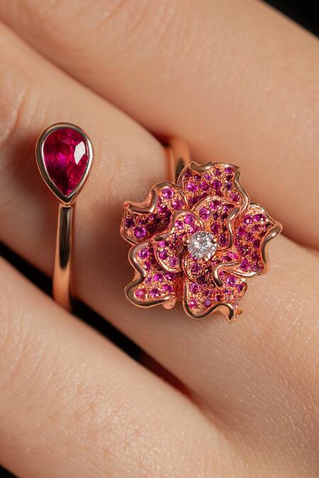Opalina Soulful Jewellery_Rose Gold Stones Rosabelle Ring With Ruby Red _Online_at_Aza_Fashions