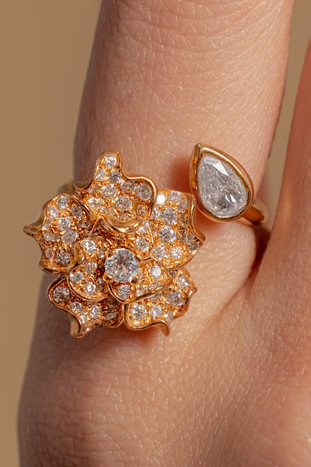 Opalina Soulful Jewellery Gold Plated Imitation Diamonds Fiorenza Designer Ring 