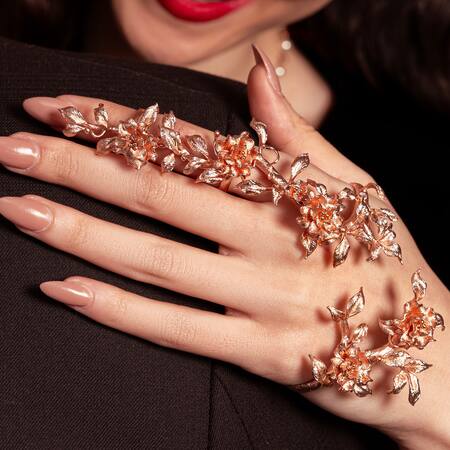 Buy Opalina Soulful Jewellery Rose Gold Imitation Diamonds Blossom Hand Harness Online at Aza Fashions Buy_Opalina Soulful Jewellery_Rose Gold Imitation Diamonds Blossom Hand Harness _Online_at_Aza_Fashions