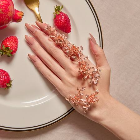 Shop Opalina Soulful Jewellery Rose Gold Imitation Diamonds Blossom Hand Harness Online at Aza Fashions Shop_Opalina Soulful Jewellery_Rose Gold Imitation Diamonds Blossom Hand Harness _Online_at_Aza_Fashions