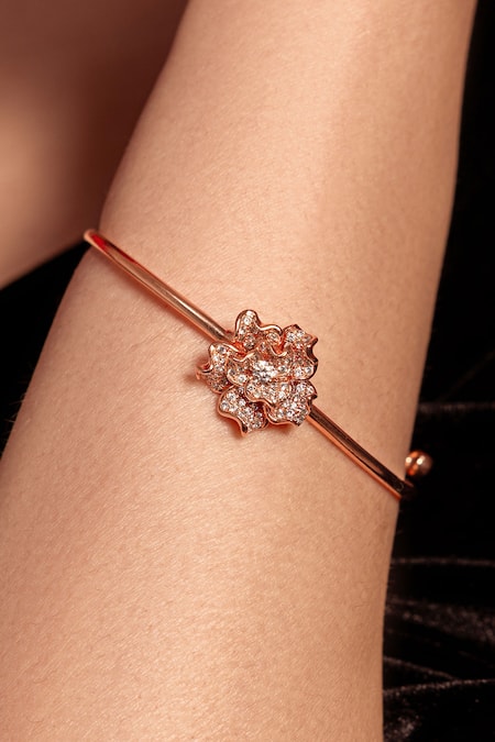 Shop_Opalina Soulful Jewellery_Rose Gold Imitation Diamonds Rosabelle Adjustable Bracelet _at_Aza_Fashions