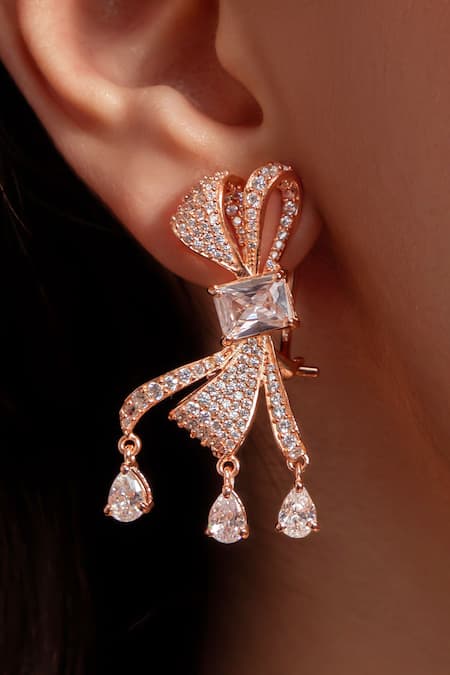 Opalina Soulful Jewellery Diamond Rose Bow Earrings 
