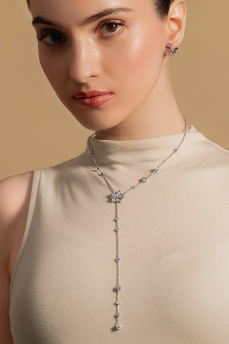 Opalina Soulful Jewellery Emoro Silver Necklace with Semi Precious Diamonds 