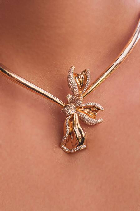 Opalina Soulful Jewellery_Gold Plated Blossom Choker Necklace _Online_at_Aza_Fashions