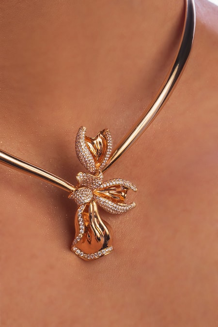 Buy_Opalina Soulful Jewellery_Gold Plated Blossom Choker Necklace _Online_at_Aza_Fashions