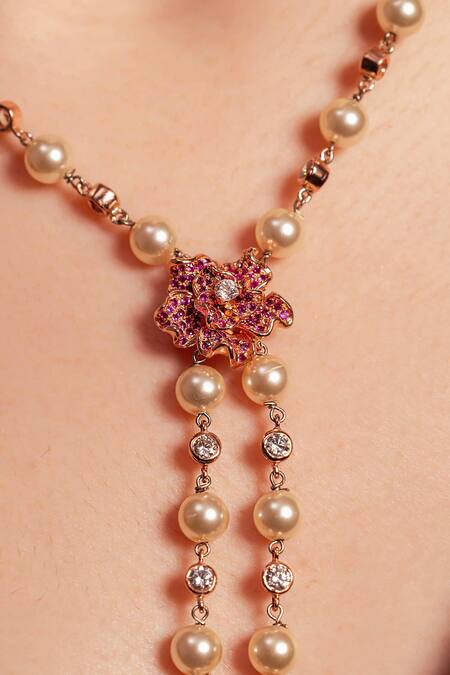 Opalina Soulful Jewellery Rose Gold Amor Plated Necklace Online at Aza Fashions Opalina Soulful Jewellery_Rose Gold Amor Plated Necklace _Online_at_Aza_Fashions