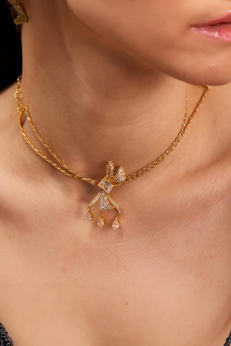 Opalina Soulful Jewellery Diamond Bow Necklace 