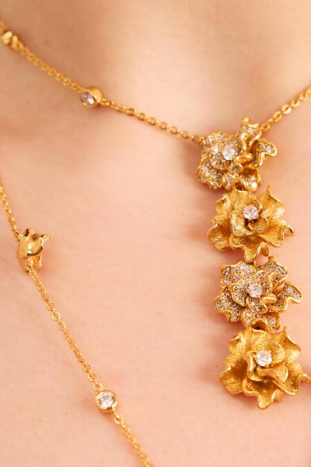 Opalina Soulful Jewellery Gold Plated Rosie Pendant Necklace Online at Aza Fashions Opalina Soulful Jewellery_Gold Plated Rosie Pendant Necklace _Online_at_Aza_Fashions