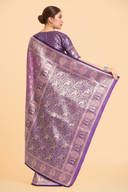 Naintara Bajaj Lavender Banarasi Silk Saree Set 