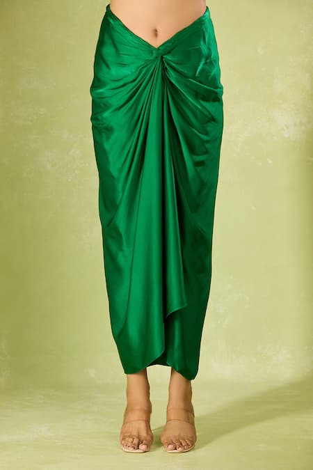 Anamika Khanna_Green Silk Embroidery Collared Kurta Set With Cape _Online_at_Aza_Fashions