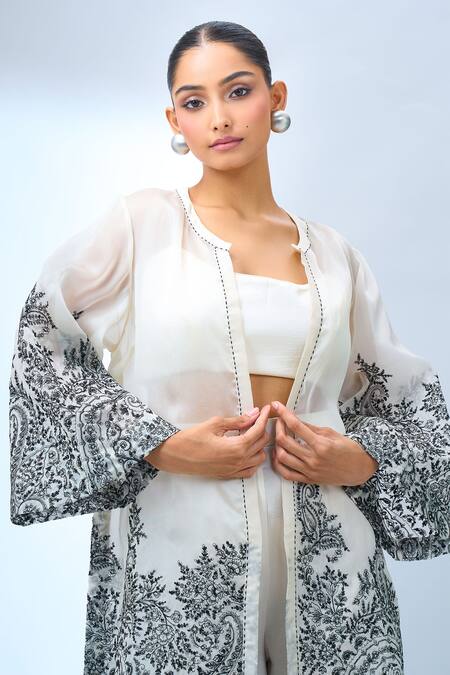 Buy Tarun Tahiliani Ivory Embroidered Flared Sleeve Cape Online at Aza Fashions Buy_Tarun Tahiliani_Ivory Embroidered Flared Sleeve Cape _Online_at_Aza_Fashions