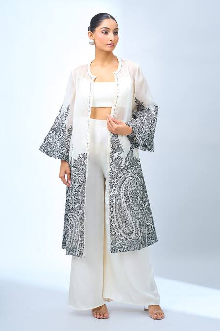 Shop Tarun Tahiliani Ivory Embroidered Flared Sleeve Cape Online at Aza Fashions Shop_Tarun Tahiliani_Ivory Embroidered Flared Sleeve Cape _Online_at_Aza_Fashions