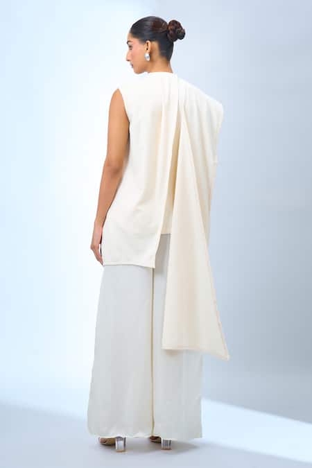 Tarun Tahiliani Asymmetrical Ivory Top 