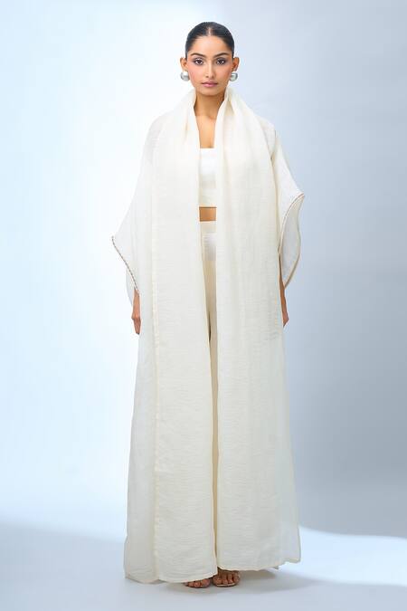 Shop_Tarun Tahiliani_Ivory Wide Sleeve Cape _Online_at_Aza_Fashions