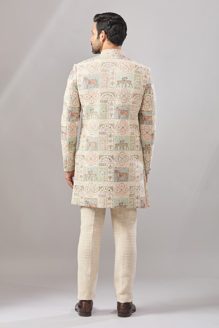 Aariyana Couture Jute Embroidered Longline Bandhgala Set 