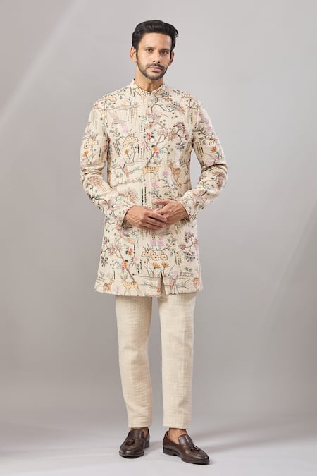 Aariyana Couture Dori Embroidered Longline Bandhgala Set 