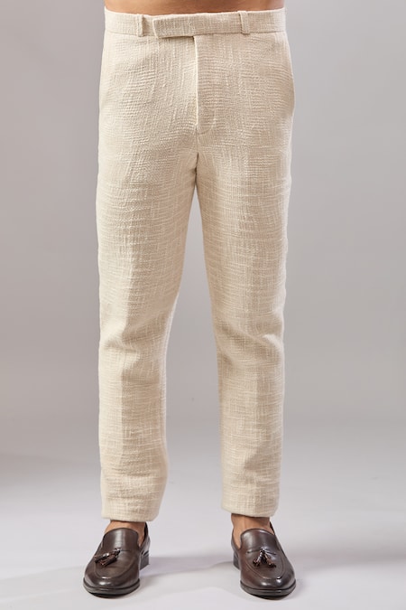 Shop_Aariyana Couture_Beige Jersey Embroidery Dori Longline Bandhgala Set _Online_at_Aza_Fashions