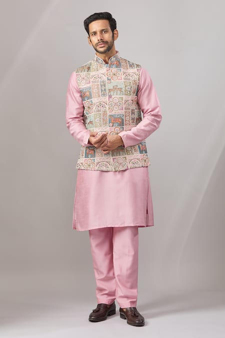 Aariyana Couture Pink Georgette Embroidery Sequin Bundi And Kurta Set 
