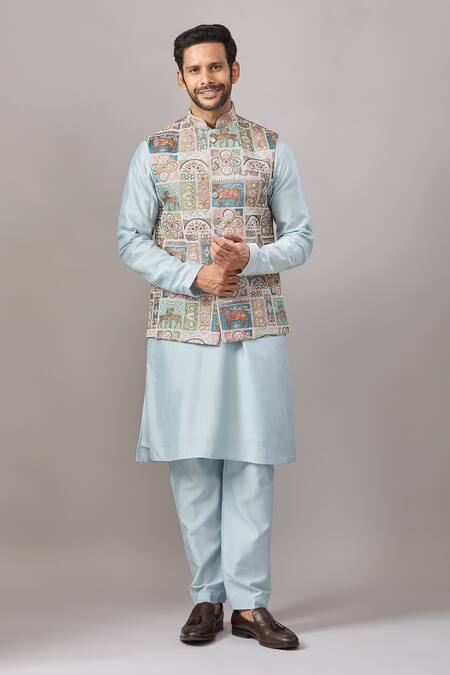 Aariyana Couture_Multi Color Georgette Embroidery Dori Bundi And Kurta Set _Online_at_Aza_Fashions