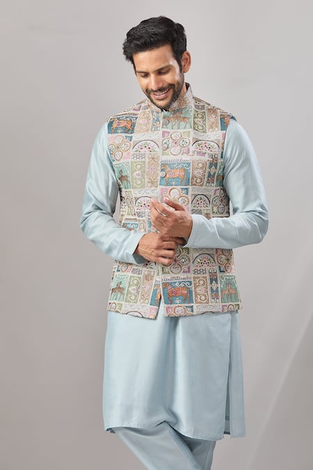 Buy_Aariyana Couture_Multi Color Georgette Embroidery Dori Bundi And Kurta Set 