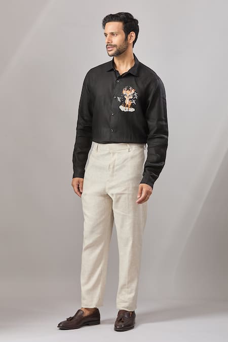 Buy Aariyana Couture Black Cotton Embroidery Placement Casual Shirt Online at Aza Fashions Buy_Aariyana Couture_Black Cotton Embroidery Placement Casual Shirt _Online_at_Aza_Fashions