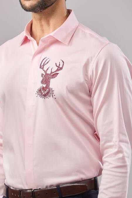 Aariyana Couture Pink Cotton Embroidery Dori Placement Casual Shirt Online at Aza Fashions Aariyana Couture_Pink Cotton Embroidery Dori Placement Casual Shirt _Online_at_Aza_Fashions