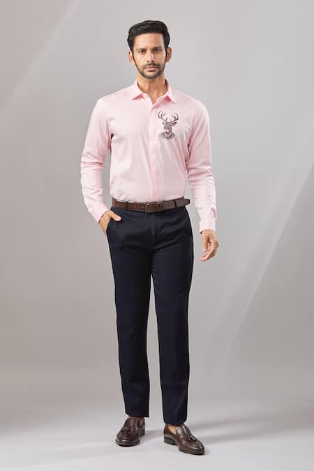 Shop Aariyana Couture Pink Cotton Embroidery Dori Placement Casual Shirt Online at Aza Fashions Shop_Aariyana Couture_Pink Cotton Embroidery Dori Placement Casual Shirt _Online_at_Aza_Fashions