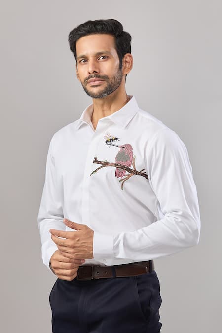 Aariyana Couture Bird Placement Embroidered Casual Shirt 