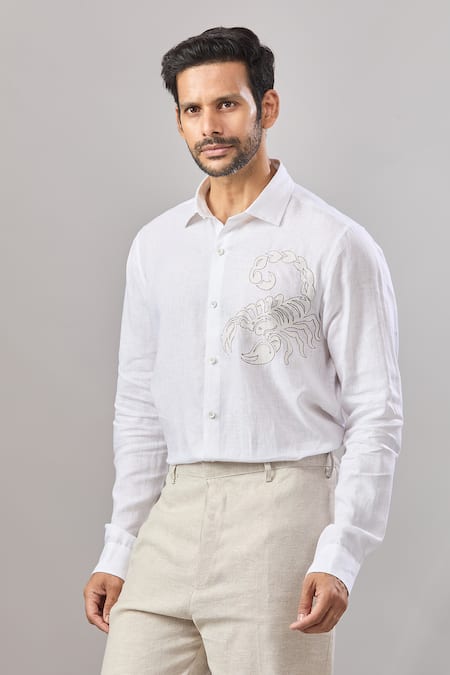 Aariyana Couture Lobster Placement Embroidered Casual Shirt 
