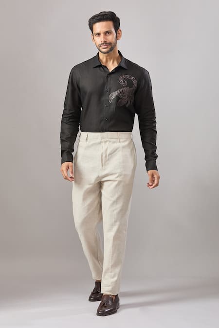 Aariyana Couture Sequin Placement Embroidered Casual Shirt 