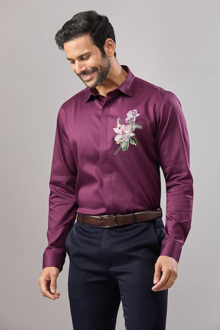 Aariyana Couture Resham Floral Placement Embroidered Shirt 