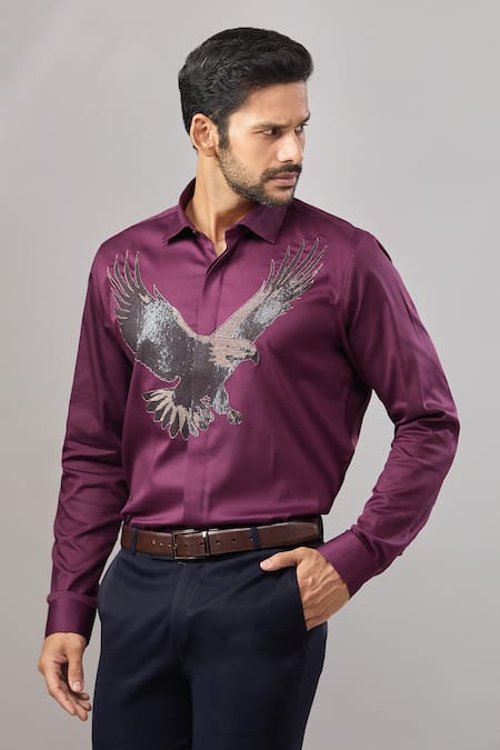 Aariyana Couture Falcon Placement Embroidered Shirt 